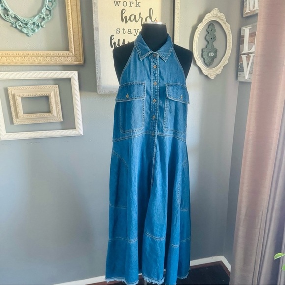 Anthropologie Pilcro Sleeveless Halter Swing Midi Dress - Picture 2 of 9